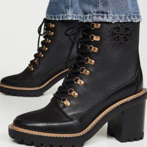 NIB Tory Burch Miller Mixed Materials Lug Sole Boot Size 10